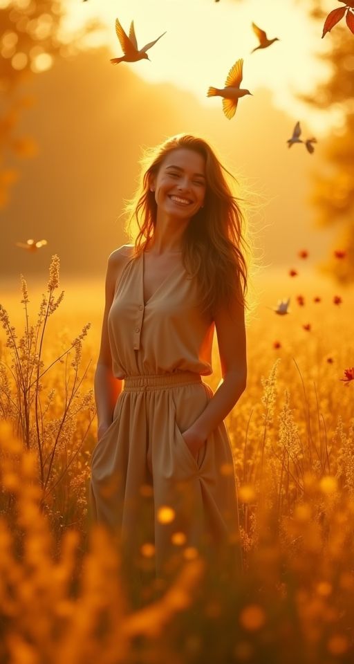 mujer experimentando la felicidad